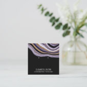 紫色の大理石製イヤリング表示 スクエア名刺 (スタンド正面)