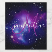 紫色の天体宇宙モノグラムの写真 ワインラベル (シングルラベル)