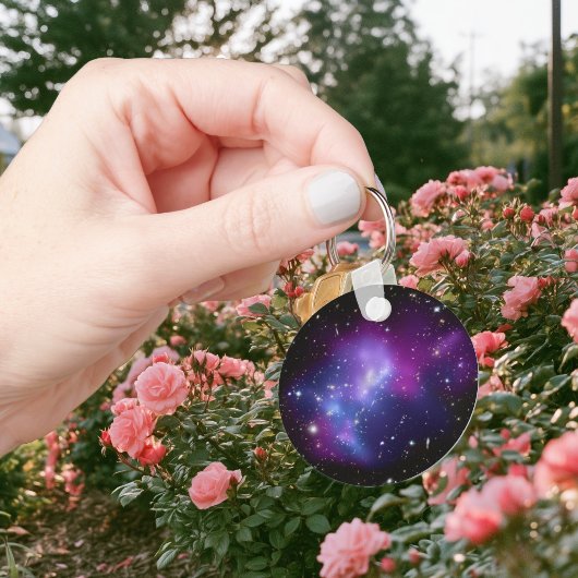 紫色の天体宇宙空白の写真 キーホルダー