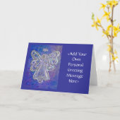 紫色の天使グリーティングカードまたは顧客の付いたノートカード カード (黄色い花)