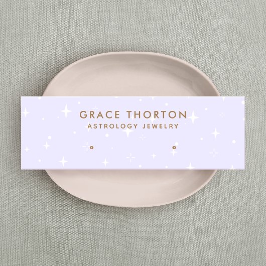 紫色の天星スタッドイヤリングディスプレイカード スキニー名刺