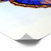 紫色の天皇蝶の水色絵画のプリント ポスター (角)