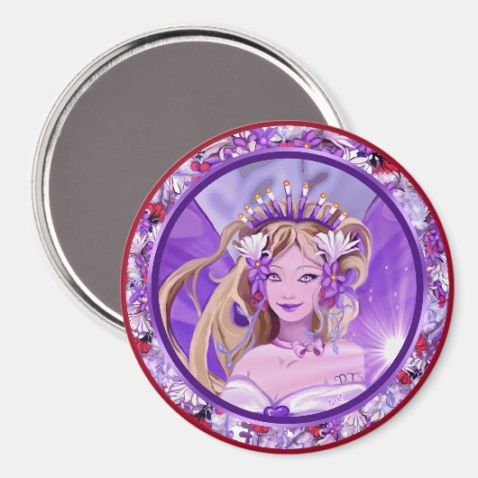 紫色の太陽の妖精マグネット マグネット (正面/裏面)