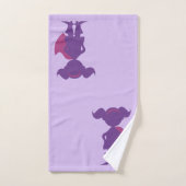 紫色の女の子のスーパーヒーローのシルエットのパーソナライズな子供 バスタオルセット (ハンドタオル)