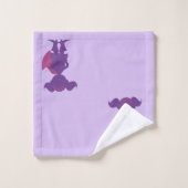 紫色の女の子のスーパーヒーローのシルエットのパーソナライズな子供 バスタオルセット (ウォッシュタオル)