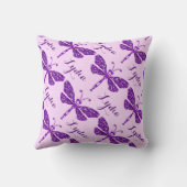 紫色の女の子の名前トンボ柄クッション枕 クッション (裏面)