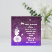 紫色の女の子の妖精の誕生日のパーティの招待状 招待状 (スタンド正面)