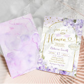 紫色の女の子の小さな部分の天国赤ちゃんシャワー 招待状