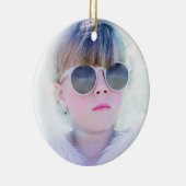 紫色の女の子の最初の聖餐式の写真 セラミックオーナメント (右)