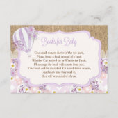 紫色の女の子の熱気の気球はベビーの挿入物のために予約します エンクロージャーカード (正面)