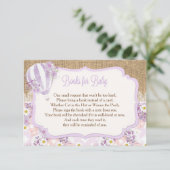 紫色の女の子の熱気の気球はベビーの挿入物のために予約します エンクロージャーカード (スタンド正面)