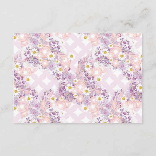 紫色の女の子の熱気の気球はベビーの挿入物のために予約します エンクロージャーカード (裏面)