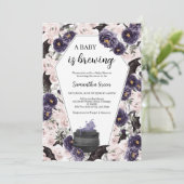 紫色の女の子ゴシックハロウィーンベビーシャワー 招待状 (スタンド正面)