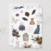 紫色の女の子ゴシックハロウィーンベビーシャワー 招待状 (裏面)