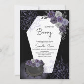 紫色の女の子ゴシックハロウィーンベビーシャワー 招待状 (正面)