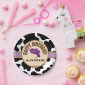 紫色の女性のカーボーイの誕生日、カスタマイズ可能なプレート ペーパープレート (パーティー)