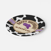 紫色の女性のカーボーイの誕生日、カスタマイズ可能なプレート ペーパープレート (アングル)
