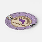 紫色の女性のカーボーイの誕生日、カスタマイズ可能なプレート ペーパープレート (アングル)