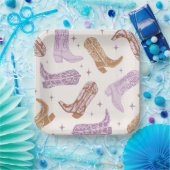 紫色の女性のカーボーイブートパーティープレート ペーパープレート (パーティー)