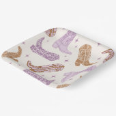 紫色の女性のカーボーイブートパーティープレート ペーパープレート (傾斜あり)