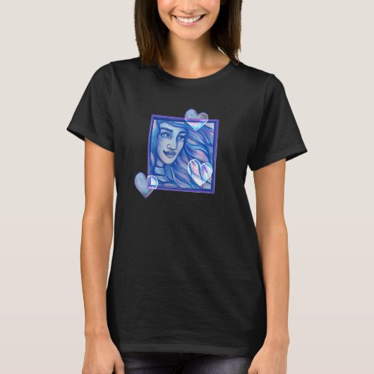 紫色の女神ブルーの女神アートワーク自然 Tシャツ (正面)