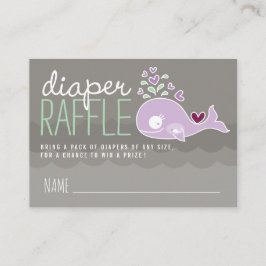 紫色の妊娠モーミホエールおむつラッフルチケット エンクロージャーカード