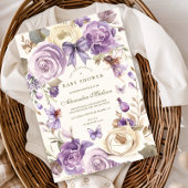 紫色の妖精の森の女の子の赤ちゃんシャワー 招待状