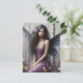 紫色の妖精の森の樺の木 ポストカード (スタンド正面)