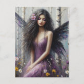 紫色の妖精の森の樺の木 ポストカード (正面)