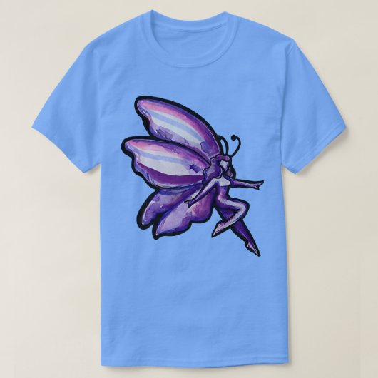 紫色の妖精アートパープル妖精妖精ガーデニング Tシャツ (デザイン正面)