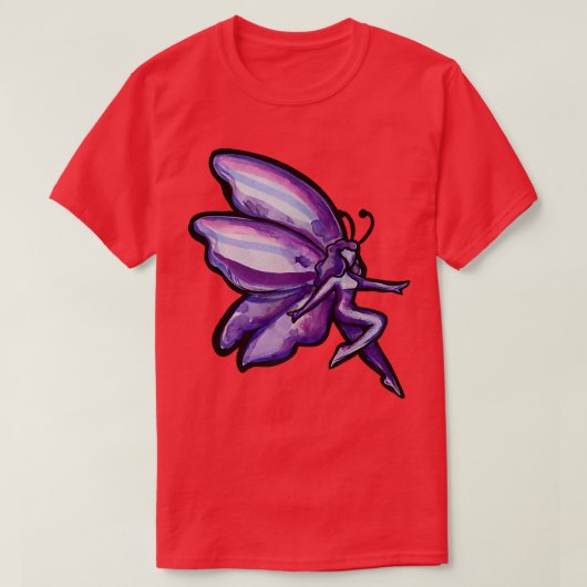 紫色の妖精アートパープル妖精妖精ガーデニング Tシャツ (デザイン正面)