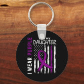 紫色の娘膵臓がん認識度USA Fl キーホルダー (正面)