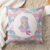紫色の子どもっぽい人魚 クッション (ブランケット)