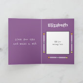 紫色の子供のおもしろいの多くを願って誕生日 カード (内部)