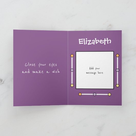 紫色の子供のおもしろいの多くを願って誕生日 カード (内部)