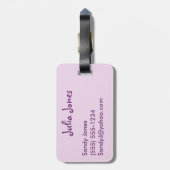 紫色の子供親情報の魔法のユニコーン ラゲッジタグ (裏面縦)