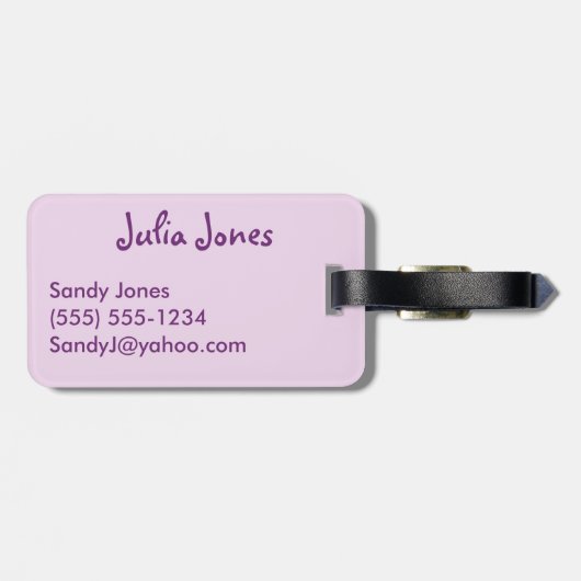 紫色の子供親情報の魔法のユニコーン ラゲッジタグ (裏面横)