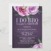 紫色の子牡丹はバーベキューカップルのシャワーを行う 招待状 (正面)