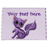 紫色の子猫の大きいギフトバッグ ラージペーパーバッグ (正面)