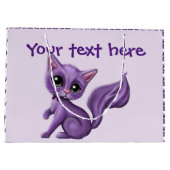 紫色の子猫の大きいギフトバッグ ラージペーパーバッグ (裏面)