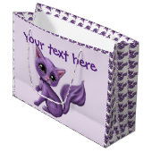 紫色の子猫の大きいギフトバッグ ラージペーパーバッグ (正面アングル)