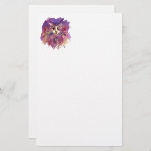 紫色の子猫,かわいい子猫ポートレート,白 便箋 (正面/裏面)