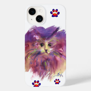 紫色の子猫、子猫のポートレートカラフル足 Case-Mate iPhone 14ケース