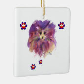 紫色の子猫、子猫のポートレート、カラフル足 セラミックオーナメント (右)