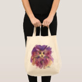 紫色の子猫、子猫の肖像画 トートバッグ (正面(商品))