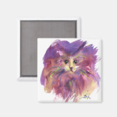 紫色の子猫、子猫の肖像画 マグネット (正面/裏面)