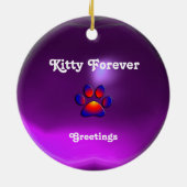 紫色の子猫、子猫ポートレート セラミックオーナメント (裏面)