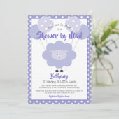 紫色の子羊の赤ちゃんシャワーbyメールかわいいシンプルモダン 招待状 (スタンド正面)