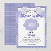 紫色の子羊の赤ちゃんシャワーbyメールかわいいシンプルモダン 招待状 (正面/裏面)