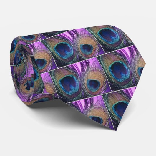 紫色の孔雀 ネクタイ (ロール)